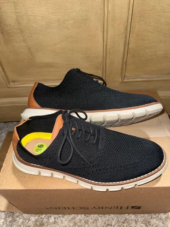 Nine West Black Knit Lace-Up Oxfords with Brown Accents - Picture 8 of 10